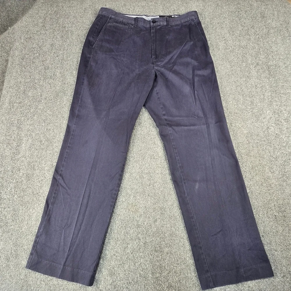 Hart Schaffner Marx Mens 36x30 Navy Blue Pima Cotton Flat Front Chino Pants